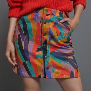 Anthropologie Farm Rio Kiki Corduroy Mini Skirt
